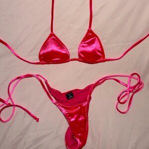 Hot Pink Velvet Bikini